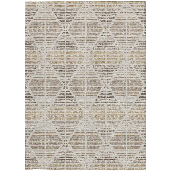 10' X 14' Beige And Ivory Geometric Washable Indoor Outdoor Area Rug Homeroots Outdoor