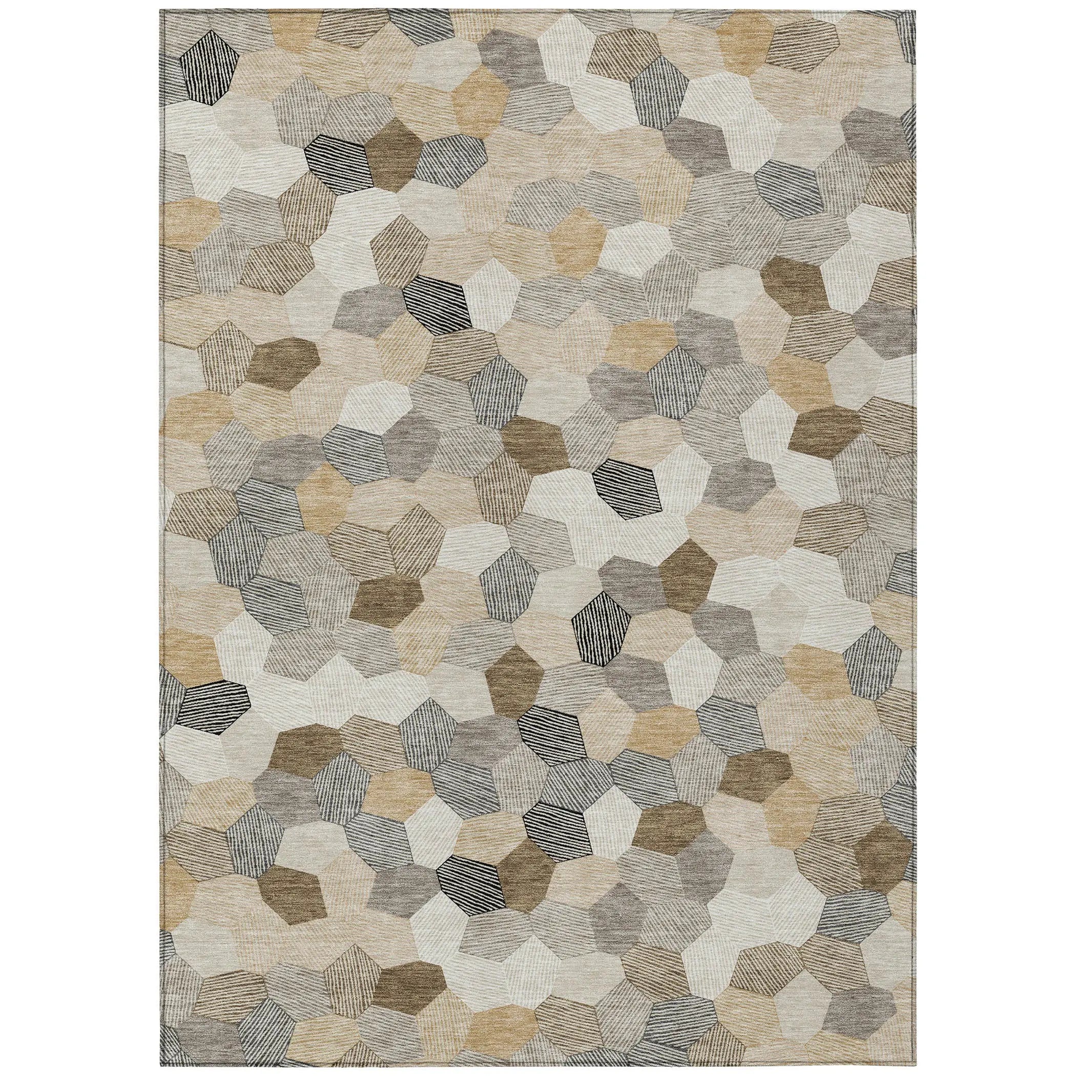 10' X 14' Beige And Ivory Geometric Washable Indoor Outdoor Area Rug Homeroots Outdoor