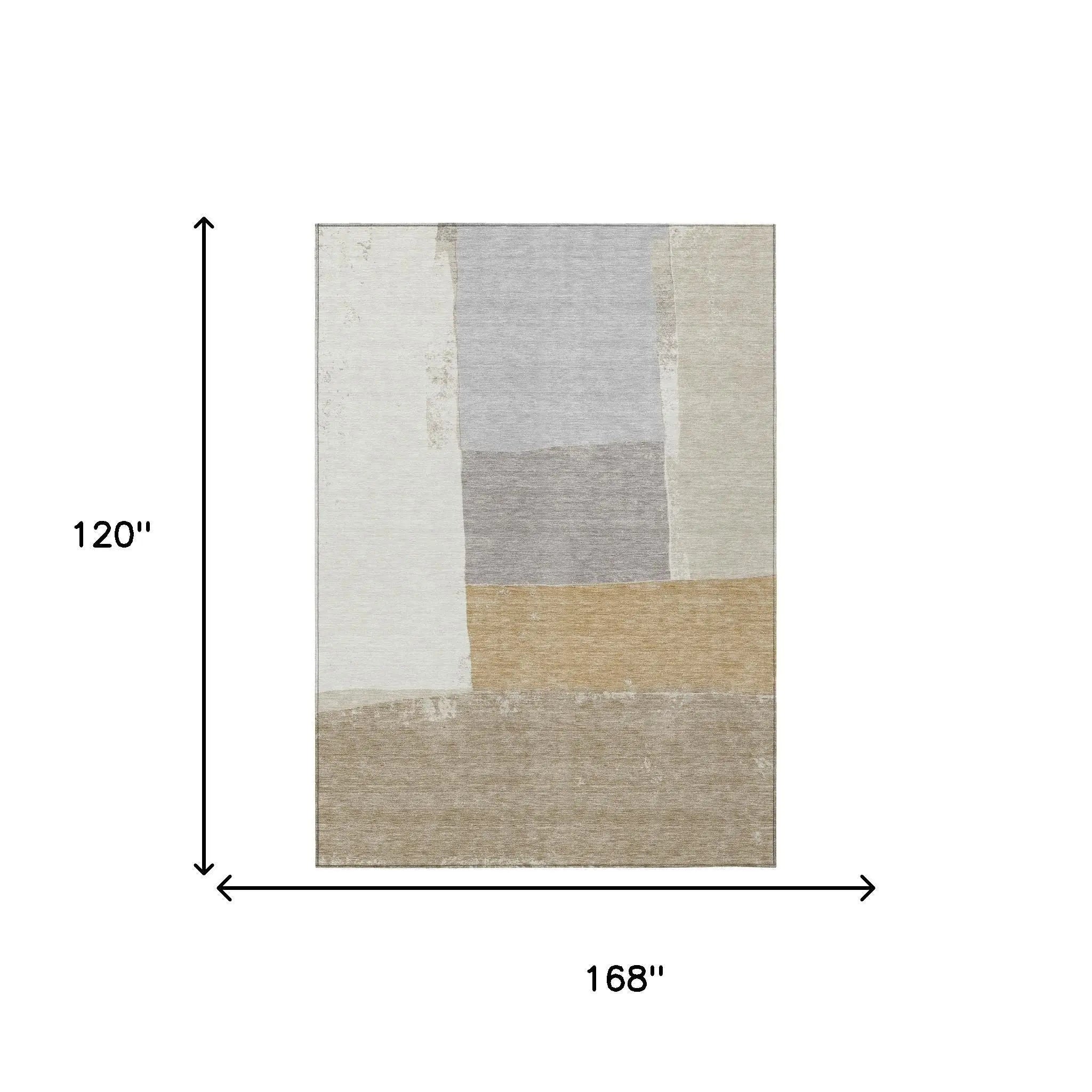 10' X 14' Beige And Ivory Geometric Washable Indoor Outdoor Area Rug Homeroots Outdoor