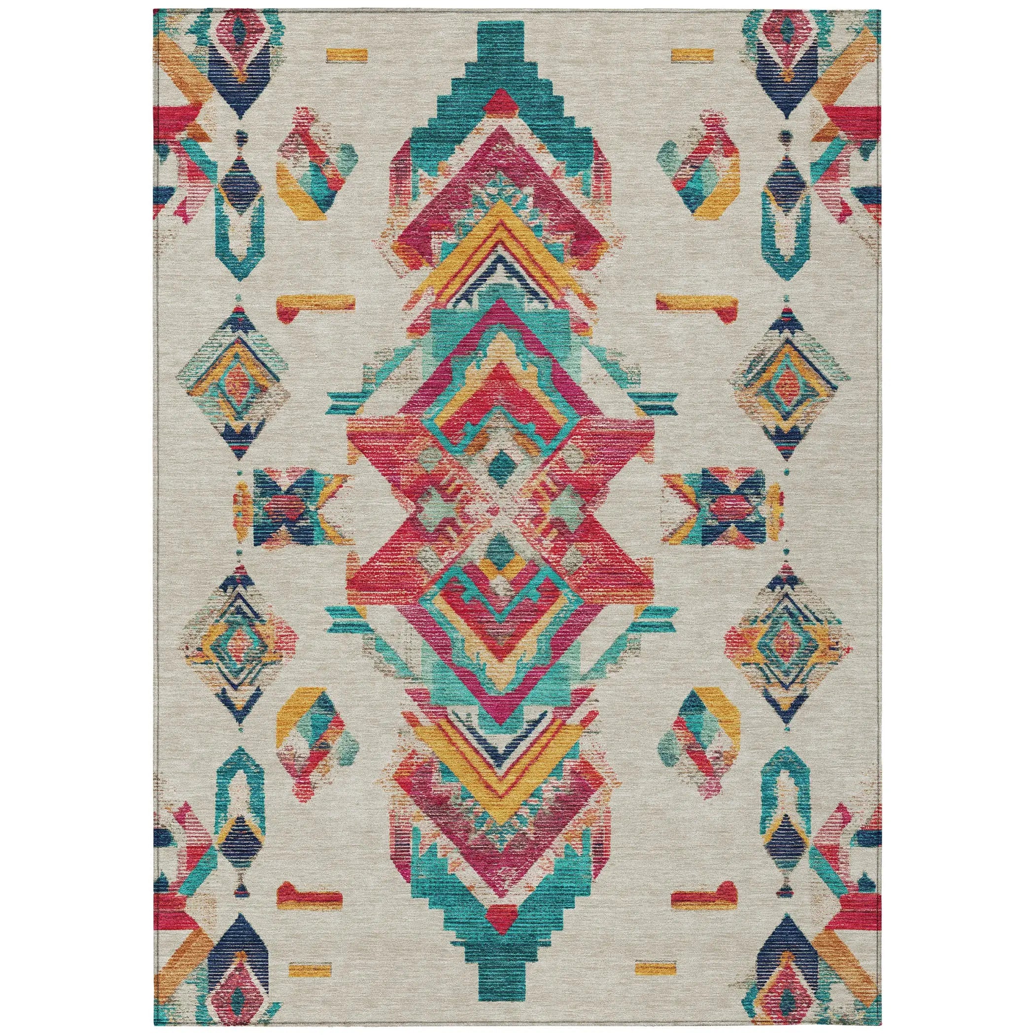 10' X 14' Beige And Ivory Tribal Washable Indoor Outdoor Area Rug Homeroots Outdoor
