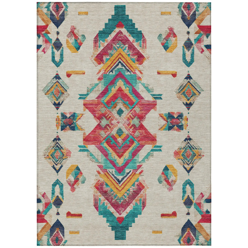 10' X 14' Beige And Ivory Tribal Washable Indoor Outdoor Area Rug Homeroots Outdoor