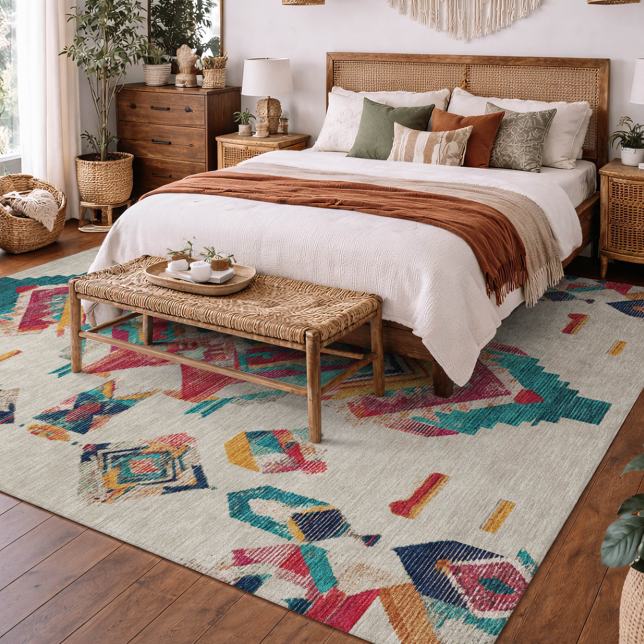 10' X 14' Beige And Ivory Tribal Washable Indoor Outdoor Area Rug Homeroots Outdoor