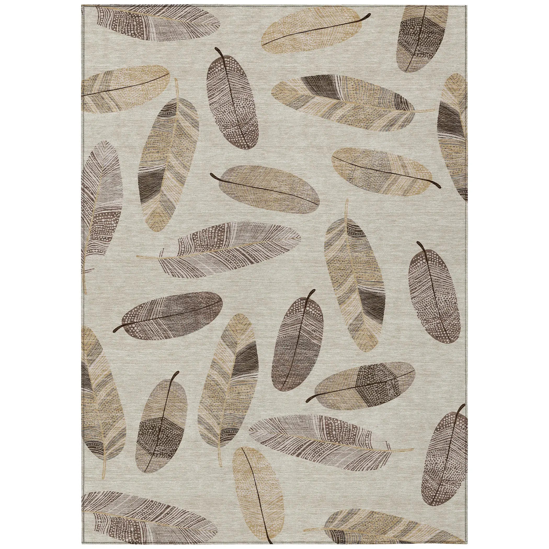 10' X 14' Beige And Sky Blue Botanical Leaves Washable Indoor Outdoor Area Rug Homeroots Outdoor