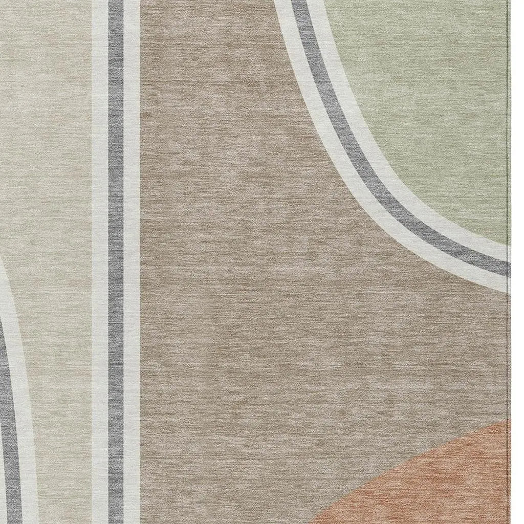 10' X 14' Beige And Taupe Geometric Washable Indoor Outdoor Area Rug Homeroots Outdoor