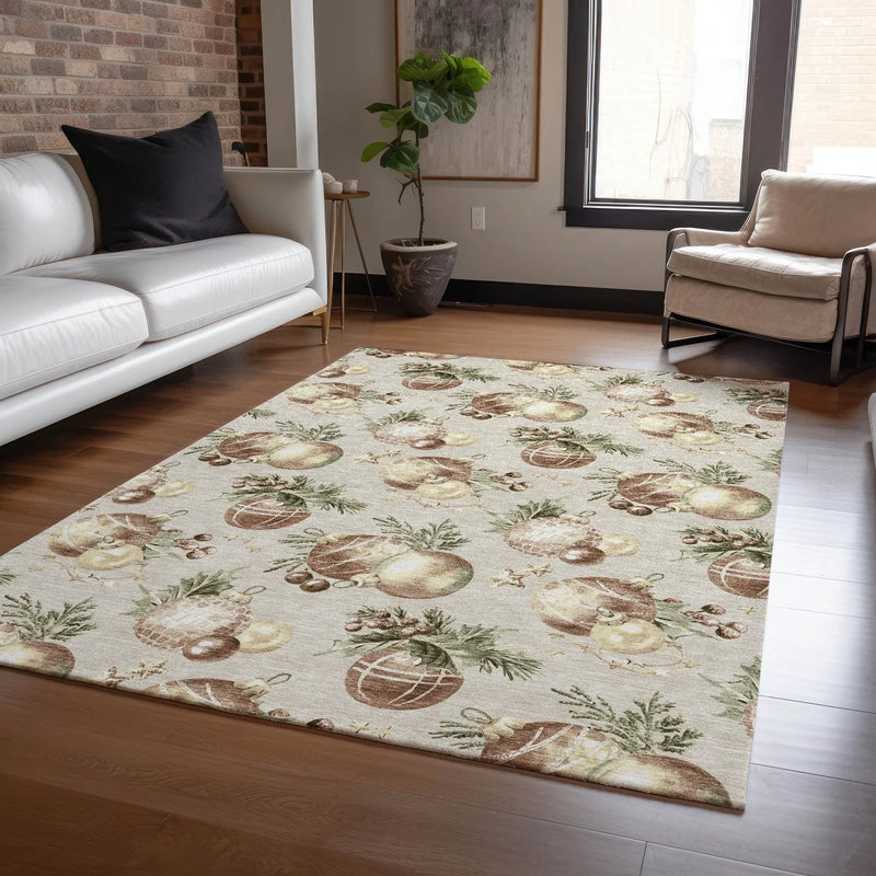 10' X 14' Beige Brown And Ivory Stars Washable Indoor Outdoor Area Rug Homeroots Outdoor