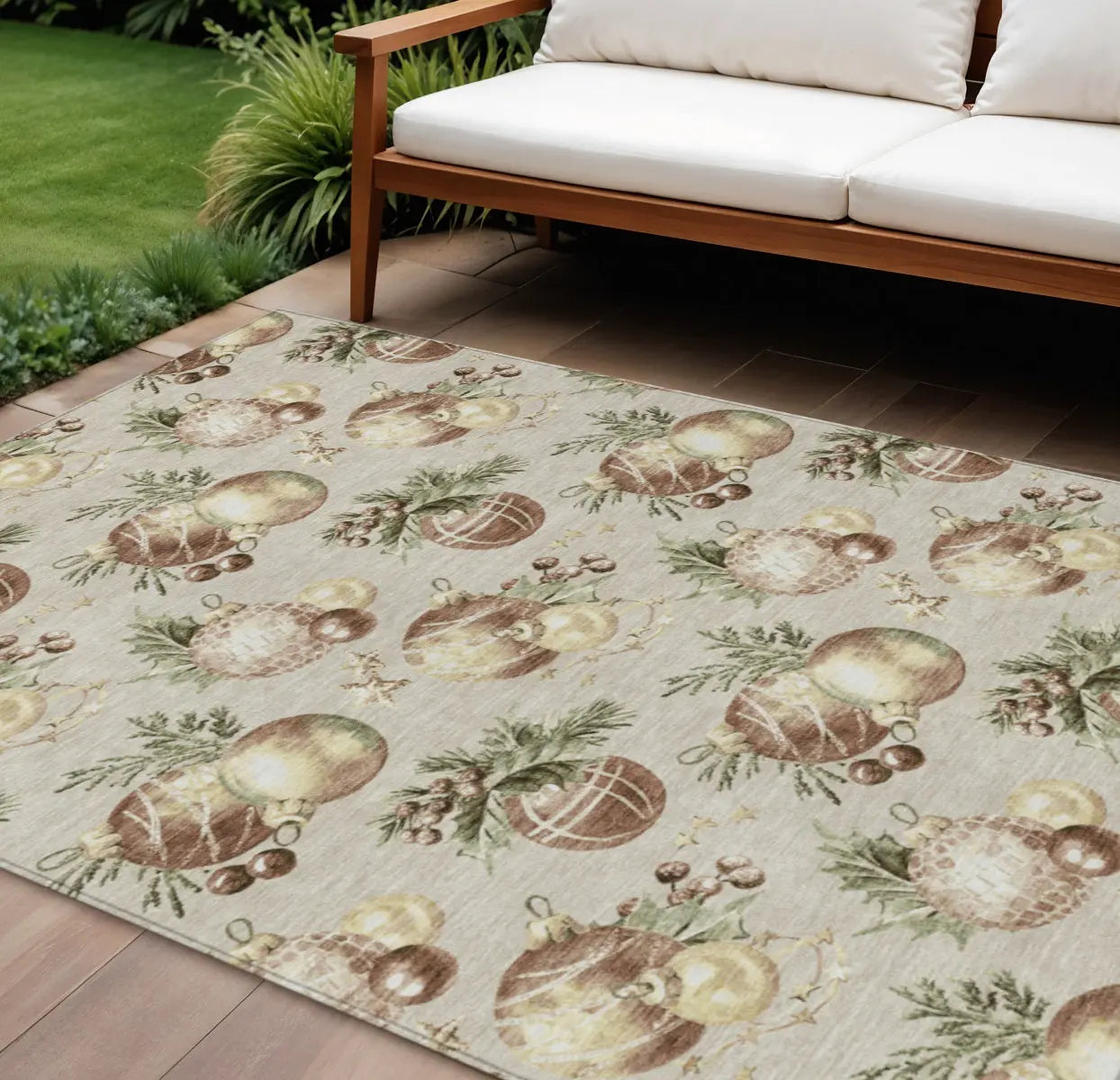 10' X 14' Beige Brown And Ivory Stars Washable Indoor Outdoor Area Rug Homeroots Outdoor