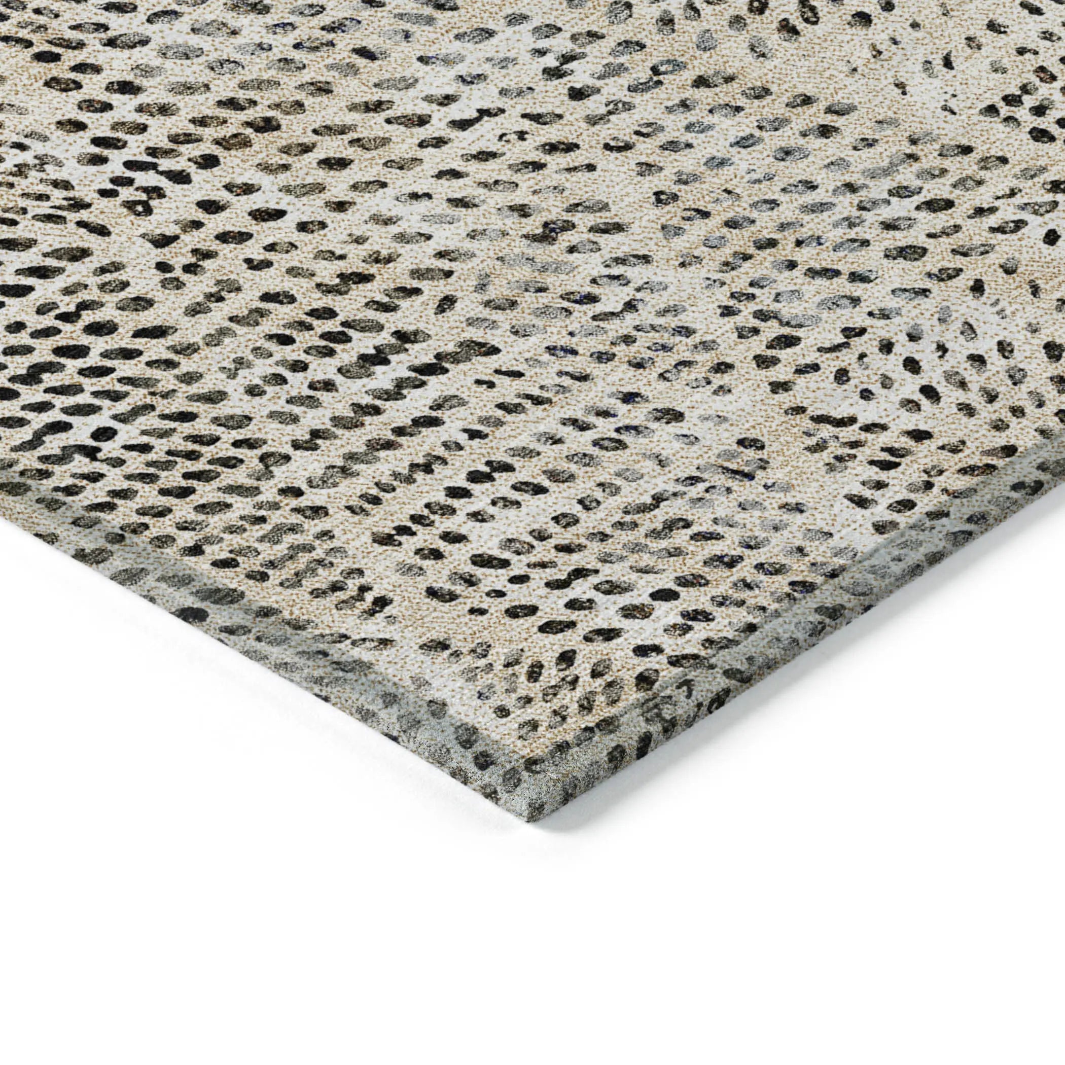 10' X 14' Beige Ivory And Black Geometric Washable Indoor Outdoor Area Rug - GreatEagleInc