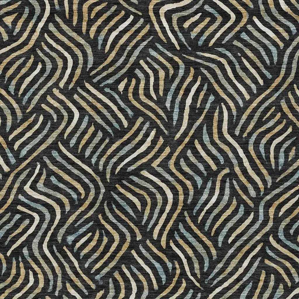 10' X 14' Black And Beige Abstract Washable Indoor Outdoor Area Rug Homeroots Outdoor