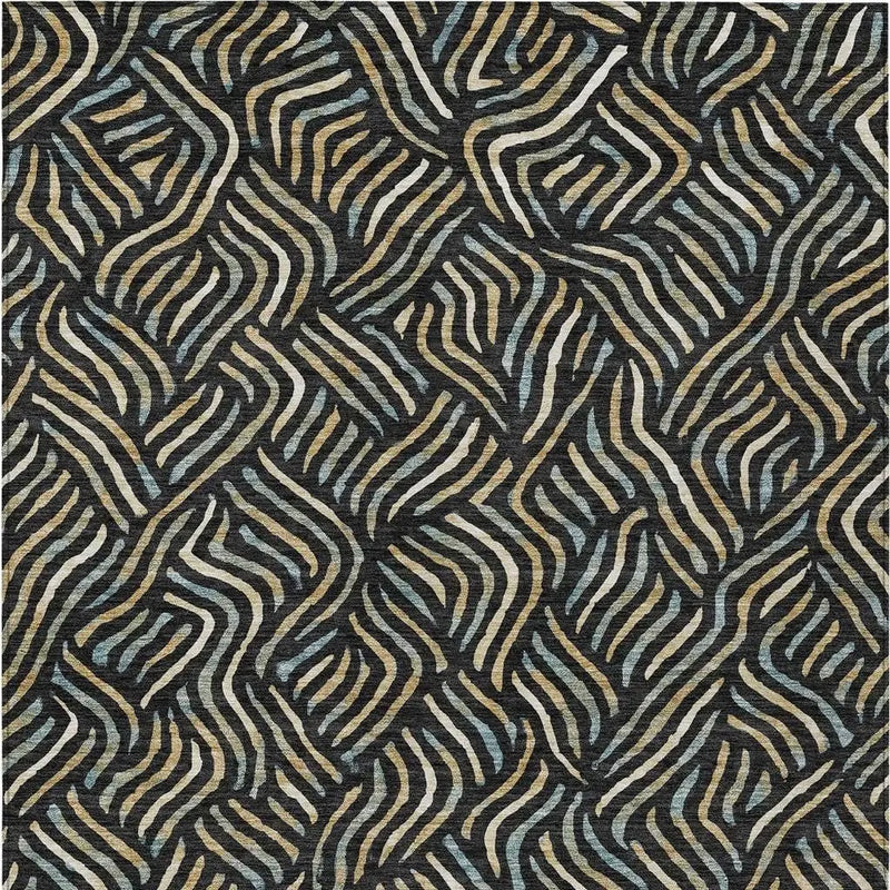 10' X 14' Black And Beige Abstract Washable Indoor Outdoor Area Rug Homeroots Outdoor