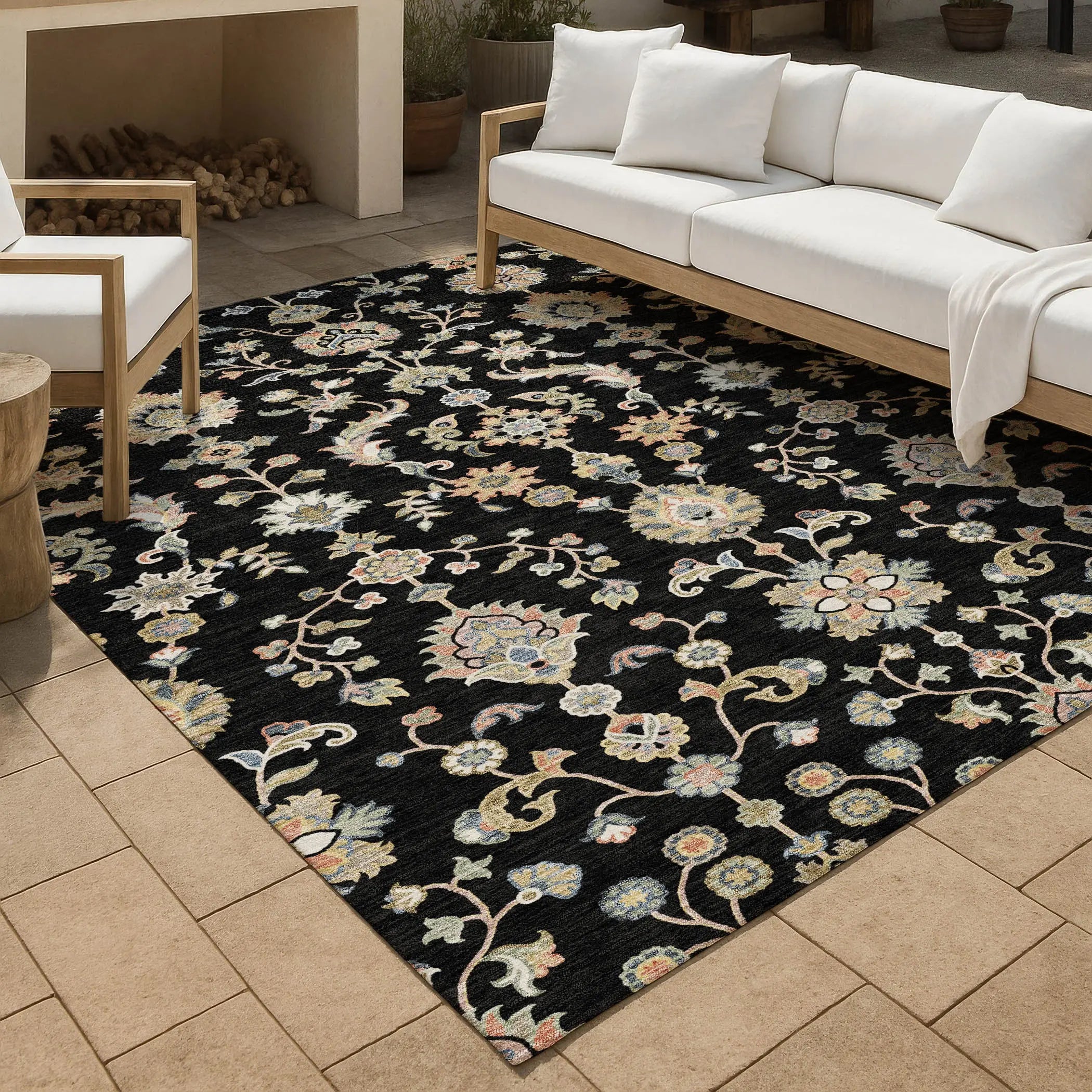 10' X 14' Black And Beige Abstract Washable Indoor Outdoor Area Rug Homeroots Outdoor