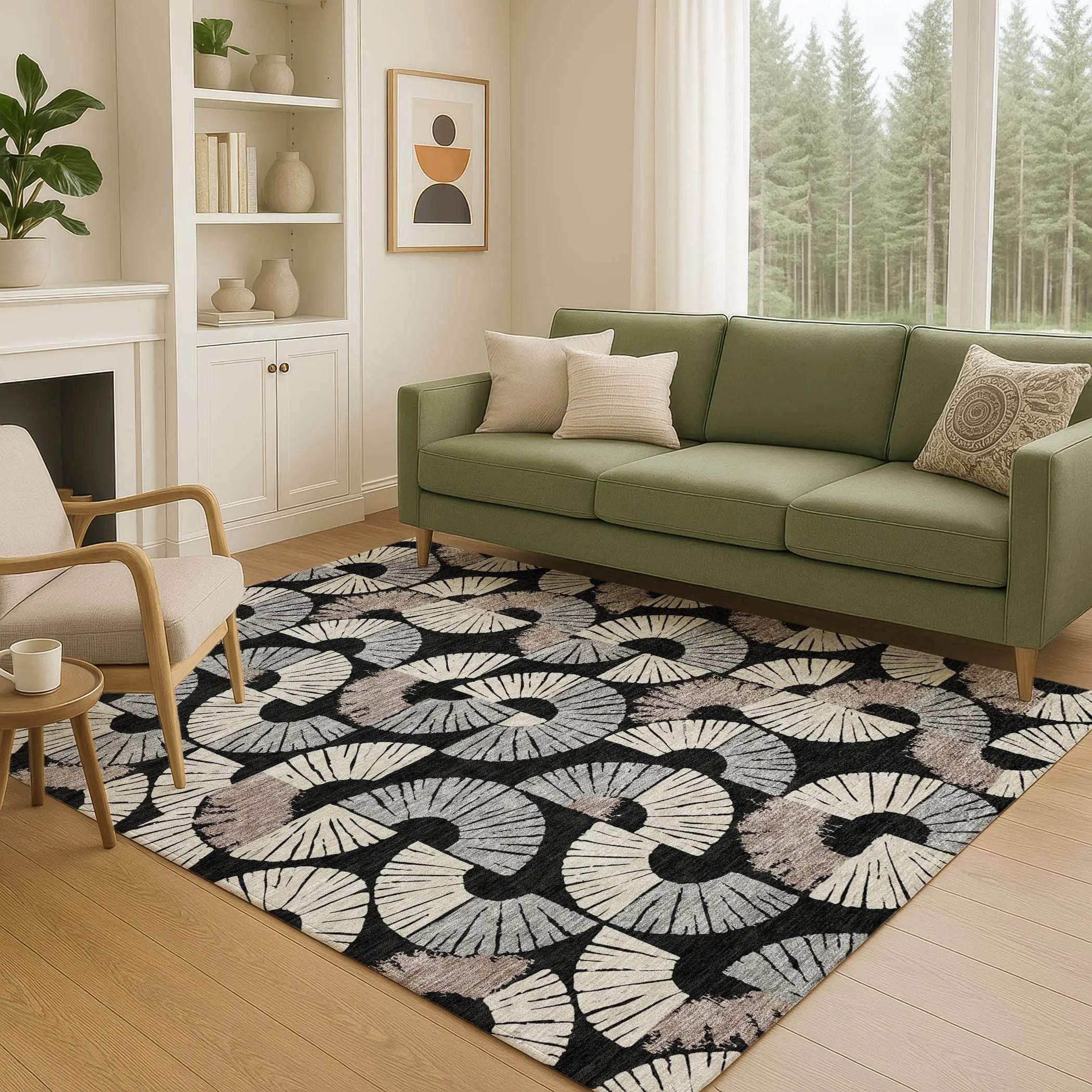10' X 14' Black And Beige Geometric Washable Indoor Outdoor Area Rug Homeroots Outdoor