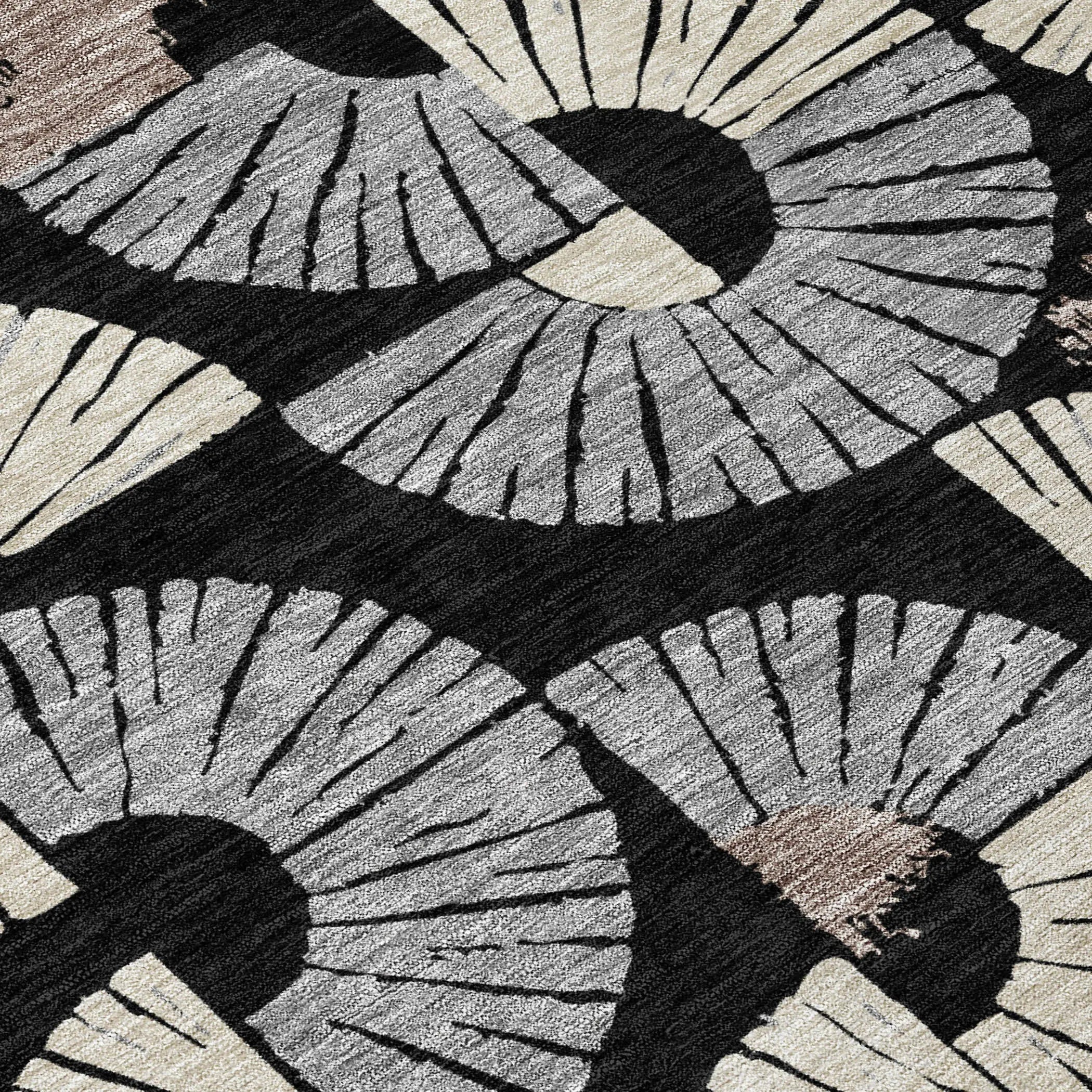 10' X 14' Black And Beige Geometric Washable Indoor Outdoor Area Rug Homeroots Outdoor