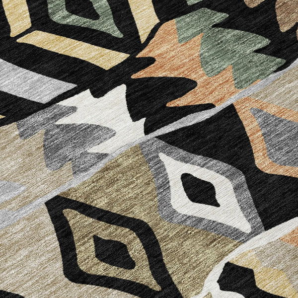 10' X 14' Black And Beige Geometric Washable Indoor Outdoor Area Rug Homeroots Outdoor