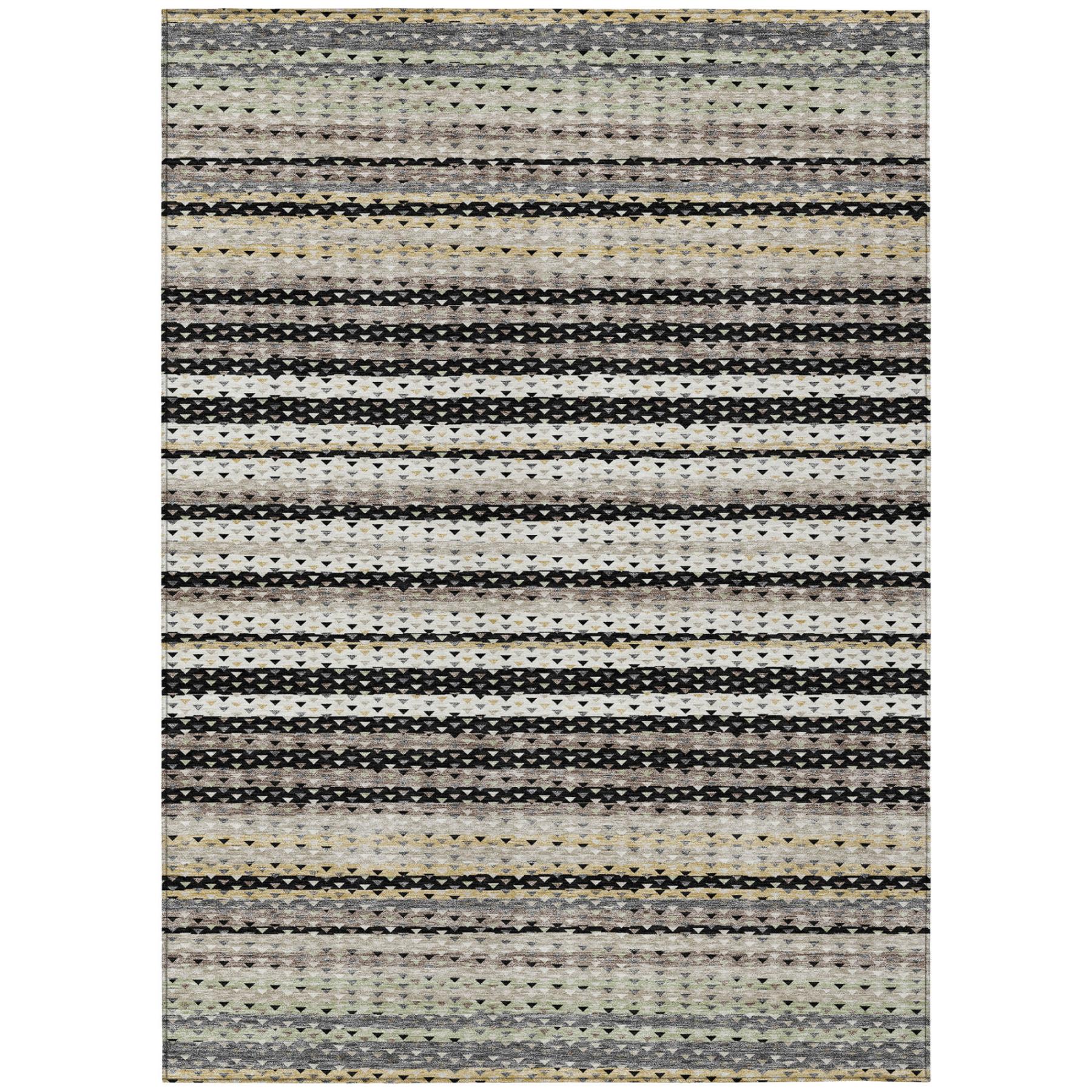 10' X 14' Black And Beige Striped Washable Indoor Outdoor Area Rug Homeroots Outdoor