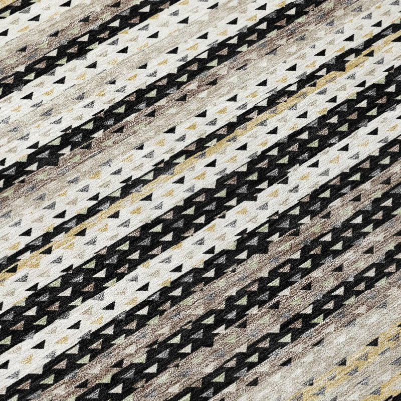 10' X 14' Black And Beige Striped Washable Indoor Outdoor Area Rug Homeroots Outdoor