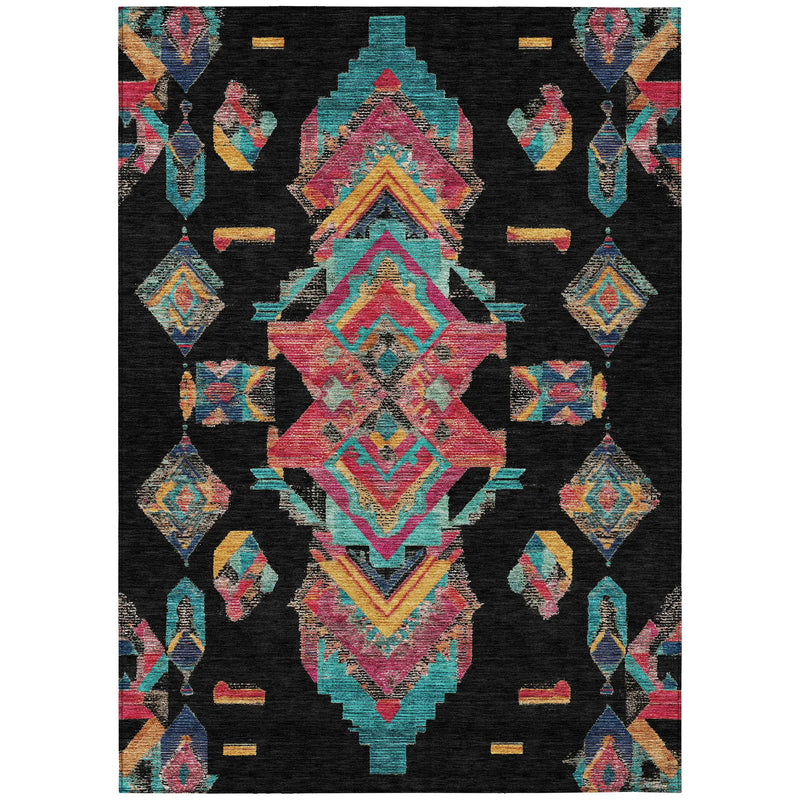 10' X 14' Black And Beige Tribal Washable Indoor Outdoor Area Rug Homeroots Outdoor