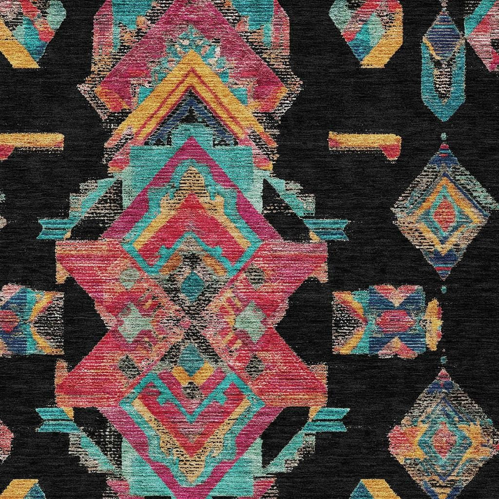 10' X 14' Black And Beige Tribal Washable Indoor Outdoor Area Rug Homeroots Outdoor