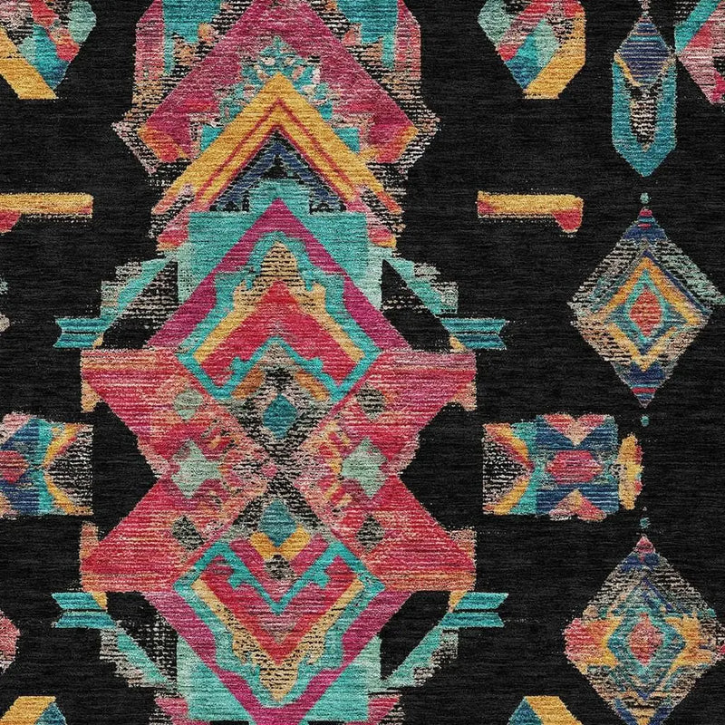 10' X 14' Black And Beige Tribal Washable Indoor Outdoor Area Rug Homeroots Outdoor