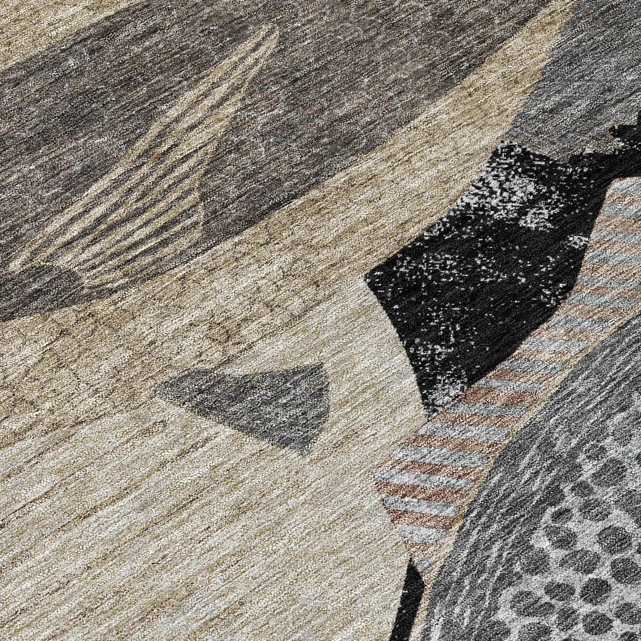 10' X 14' Black And Beige Tropical Fish Washable Indoor Outdoor Area Rug Homeroots Outdoor