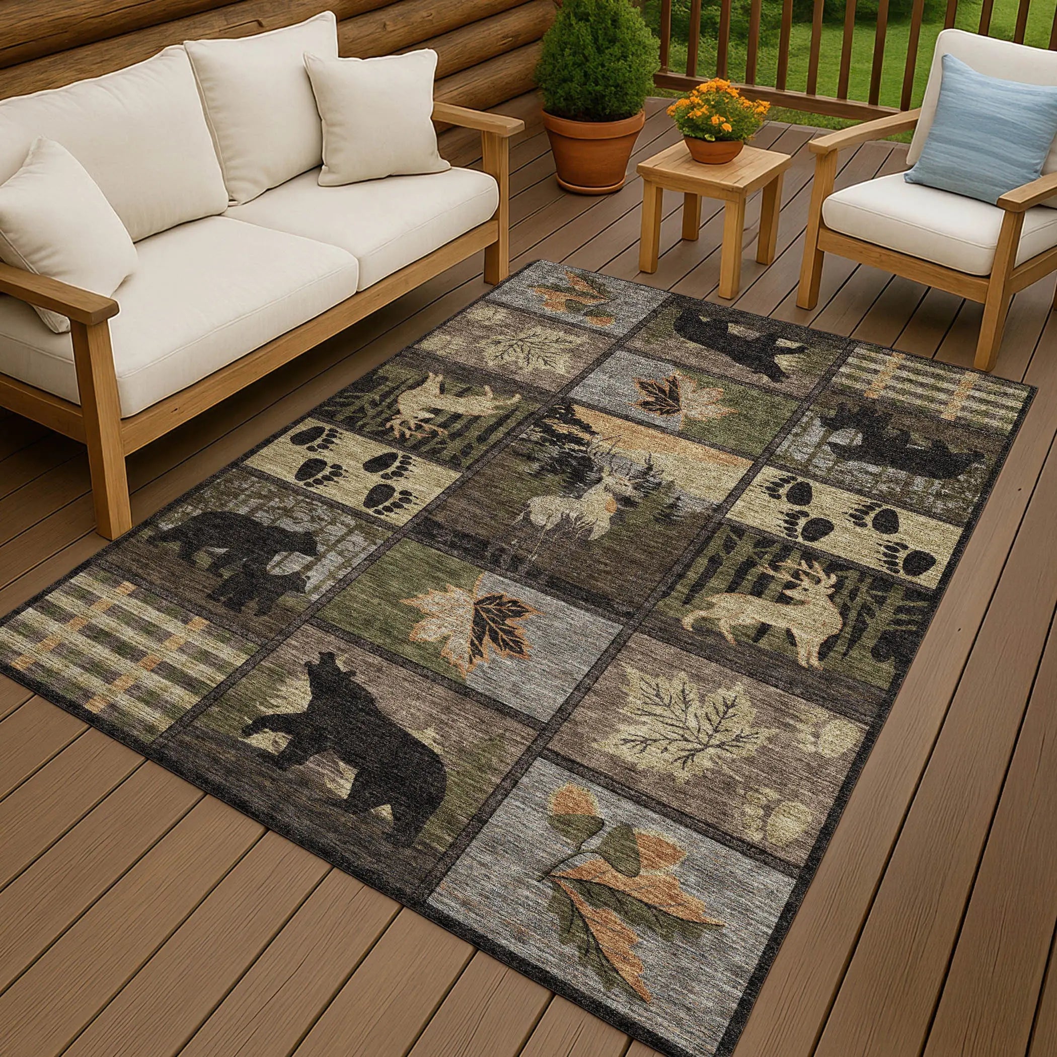 10' X 14' Black And Brown Bear Washable Indoor Outdoor Area Rug Homeroots Outdoor