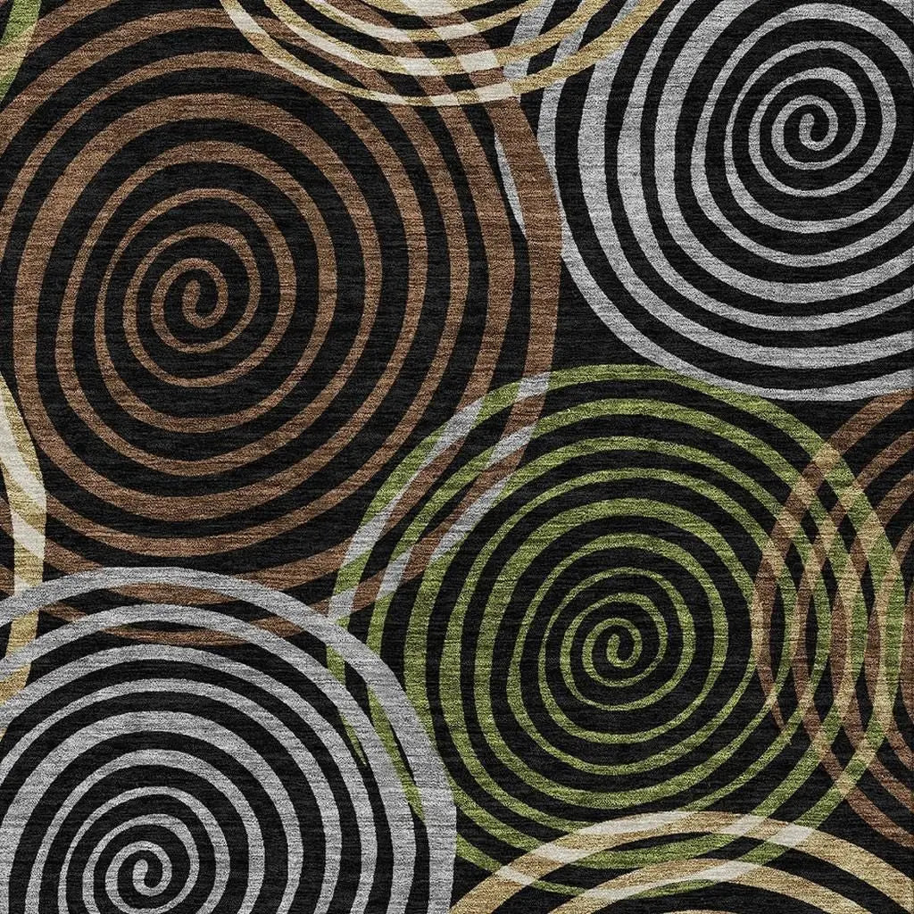 10' X 14' Black And Brown Geometric Washable Indoor Outdoor Area Rug Homeroots Outdoor