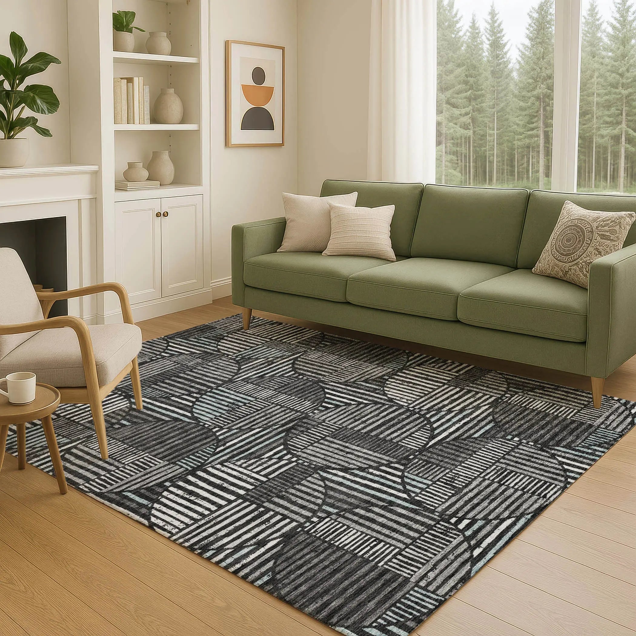 10' X 14' Black And Brown Geometric Washable Indoor Outdoor Area Rug Homeroots Outdoor