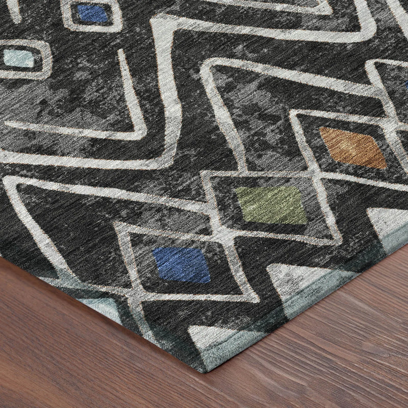 10' X 14' Black And Brown Geometric Washable Indoor Outdoor Area Rug Homeroots Outdoor