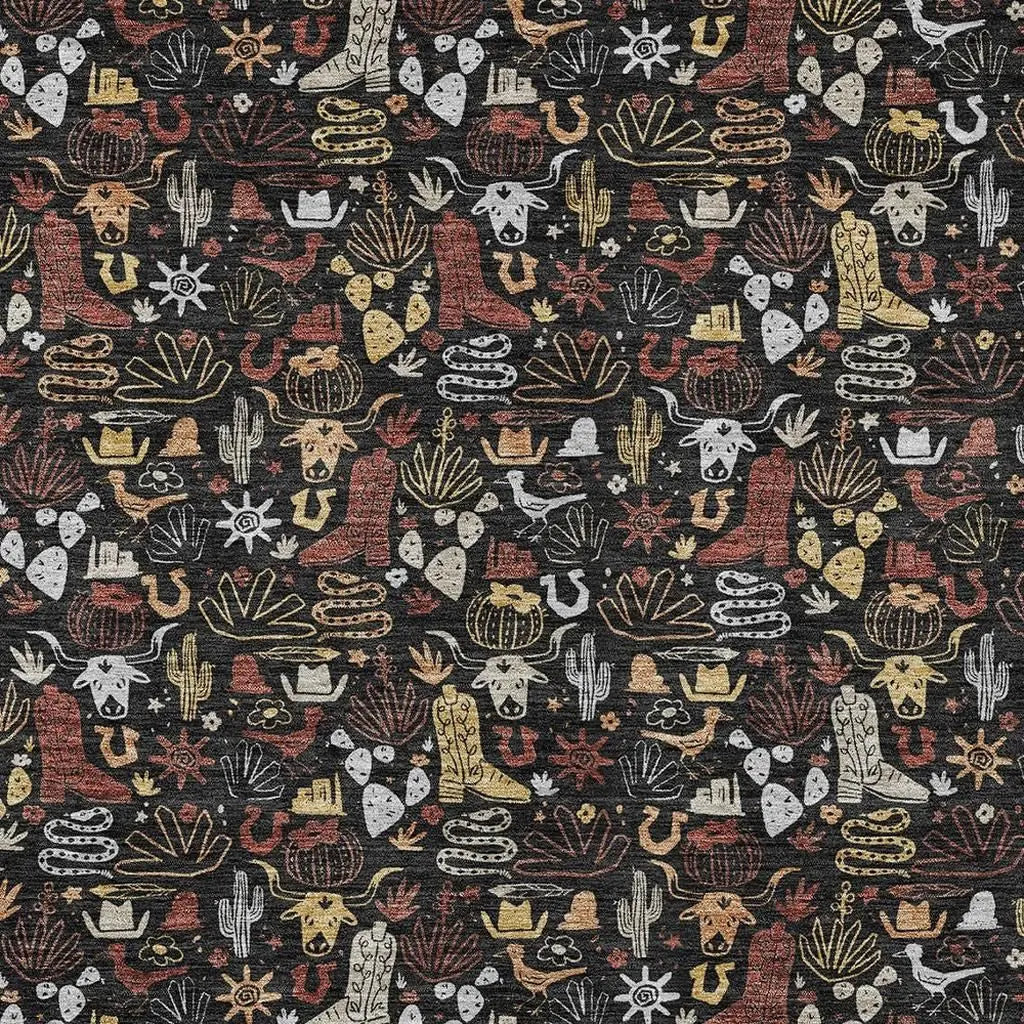 10' X 14' Black And Brown Stars Washable Indoor Outdoor Area Rug Homeroots Outdoor