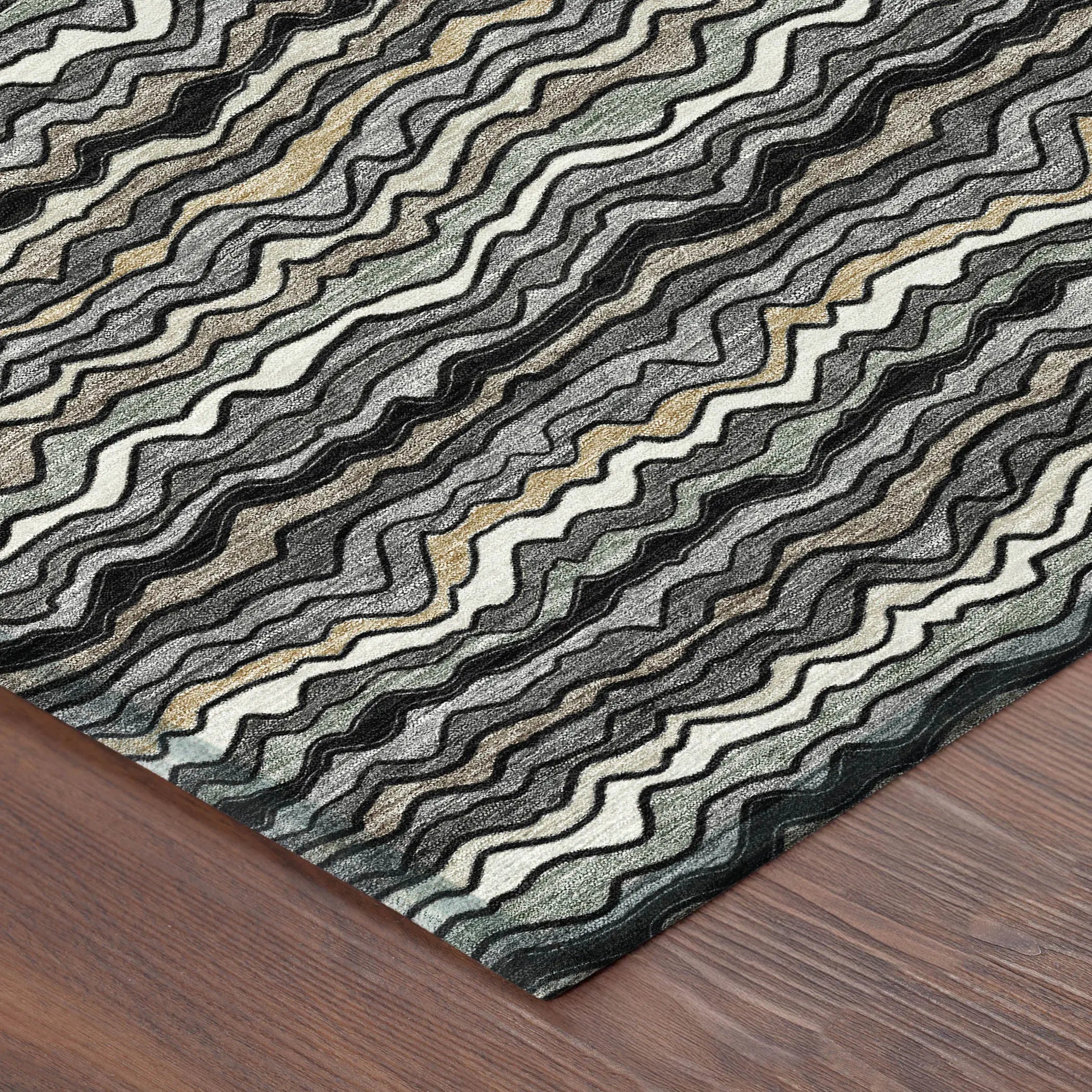 10' X 14' Black And Brown Striped Washable Indoor Outdoor Area Rug Homeroots Outdoor