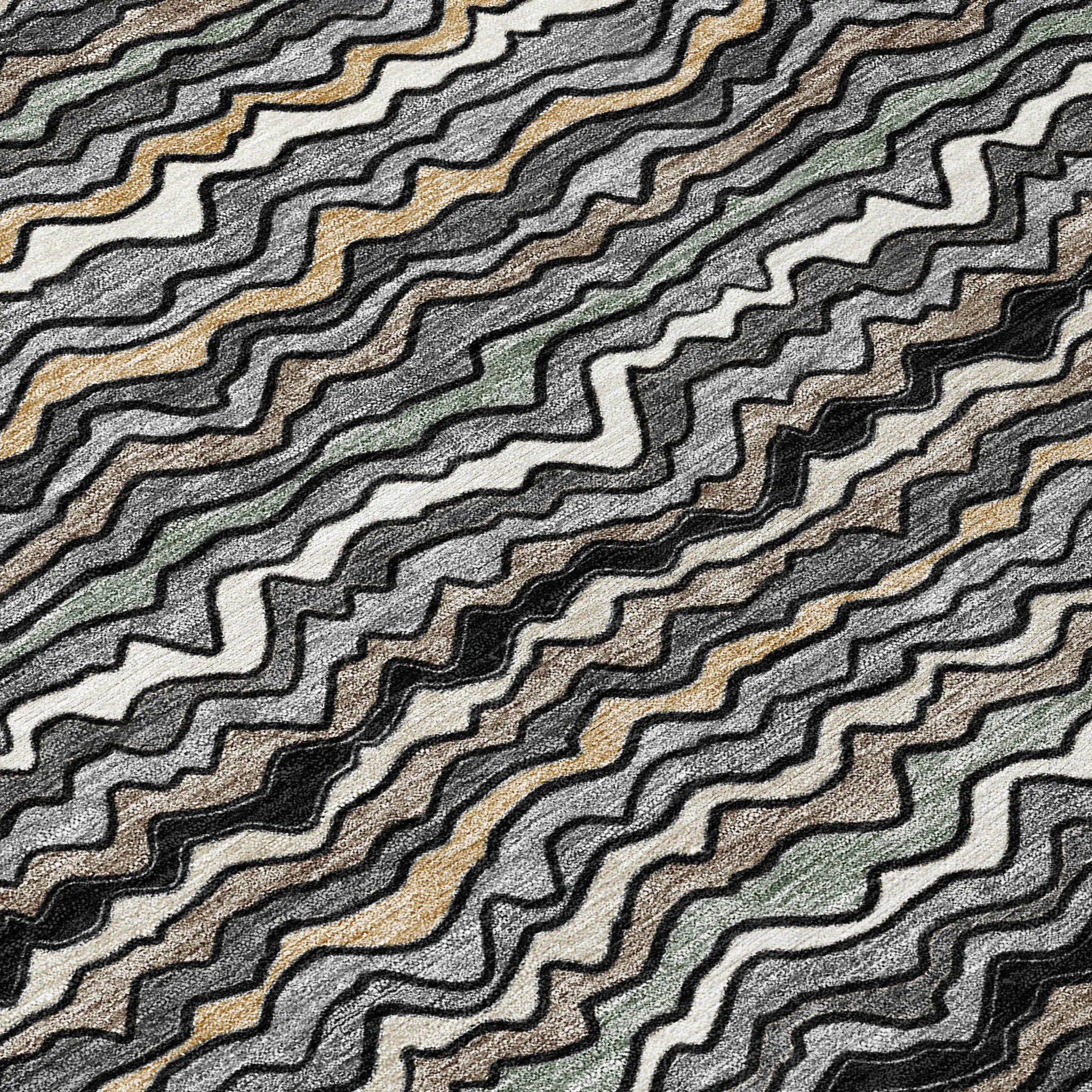 10' X 14' Black And Brown Striped Washable Indoor Outdoor Area Rug Homeroots Outdoor