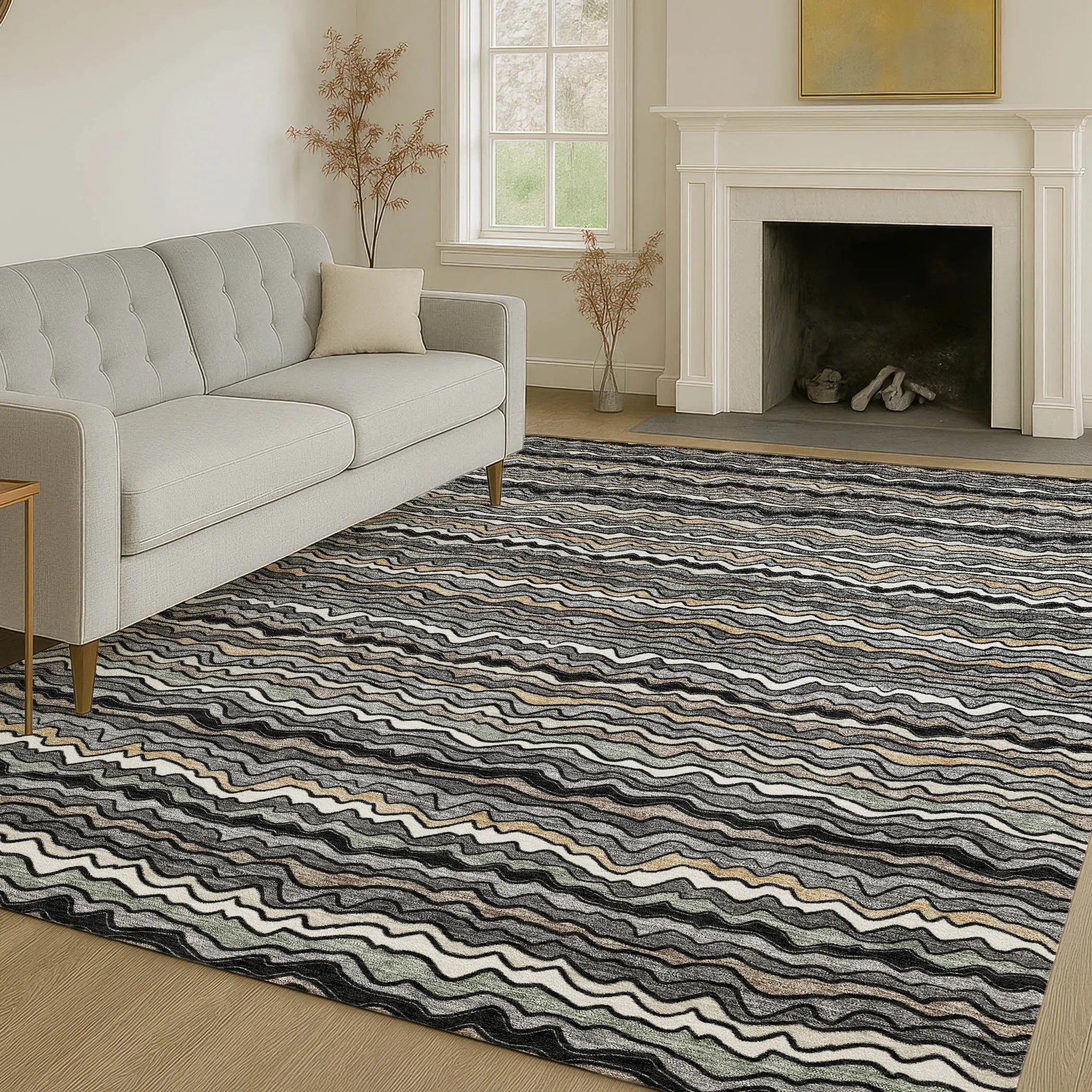 10' X 14' Black And Brown Striped Washable Indoor Outdoor Area Rug Homeroots Outdoor