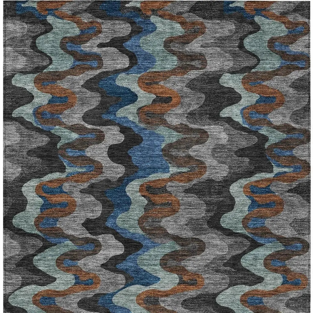 10' X 14' Black And Charcoal Abstract Washable Indoor Outdoor Area Rug Homeroots Outdoor