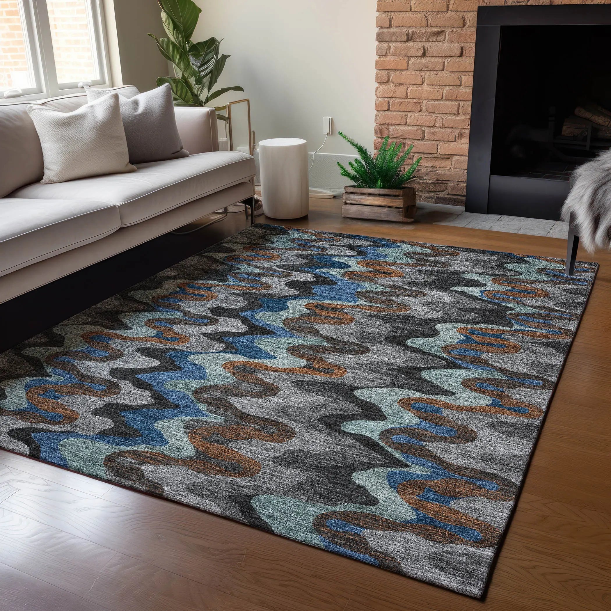 10' X 14' Black And Charcoal Abstract Washable Indoor Outdoor Area Rug Homeroots Outdoor
