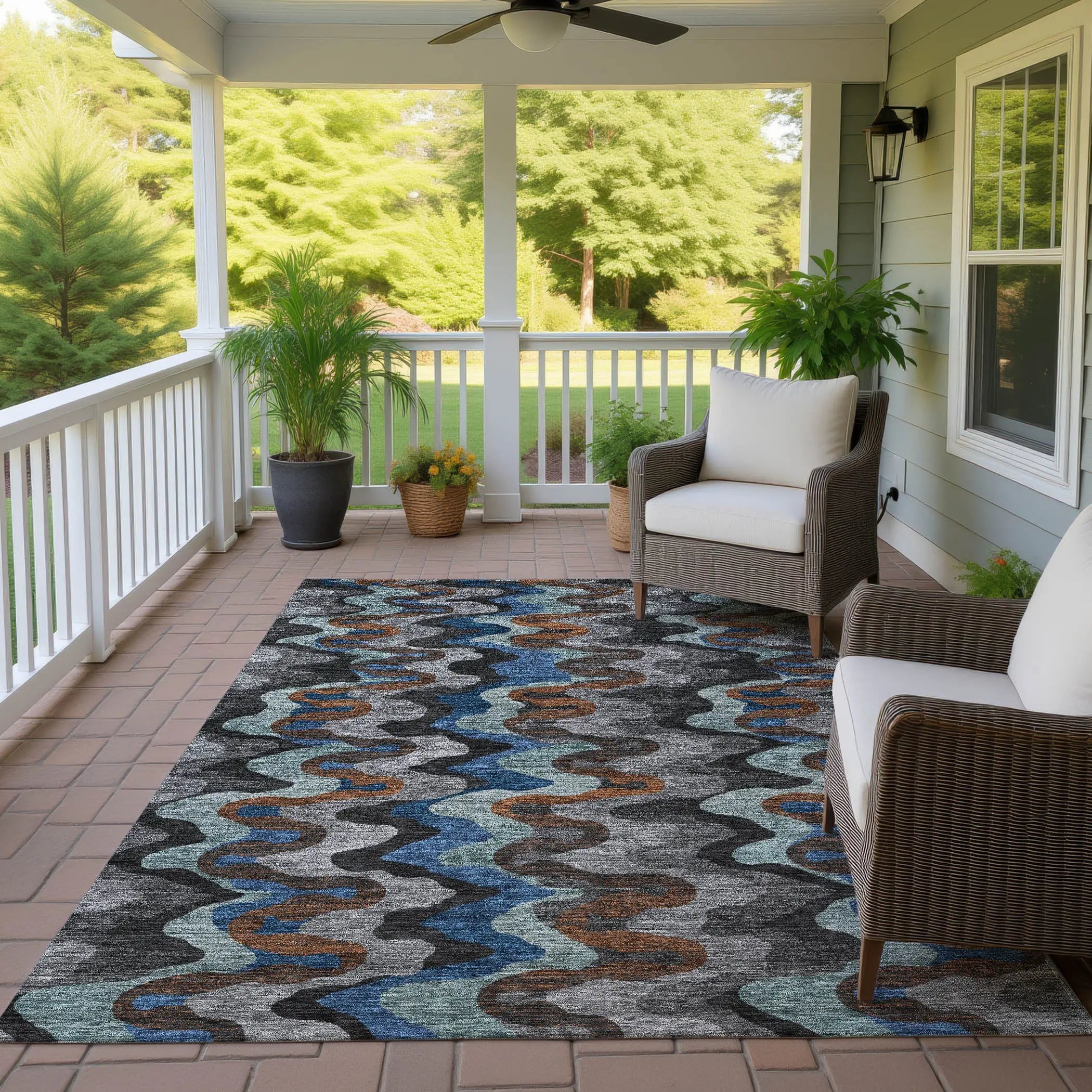 10' X 14' Black And Charcoal Abstract Washable Indoor Outdoor Area Rug Homeroots Outdoor