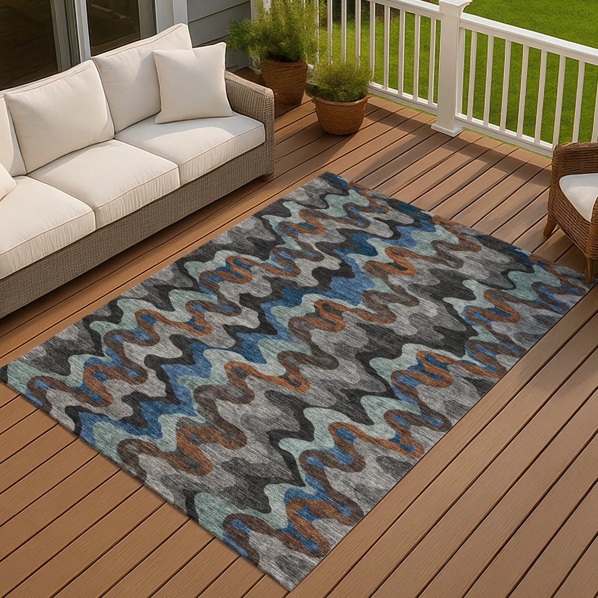 10' X 14' Black And Charcoal Abstract Washable Indoor Outdoor Area Rug Homeroots Outdoor