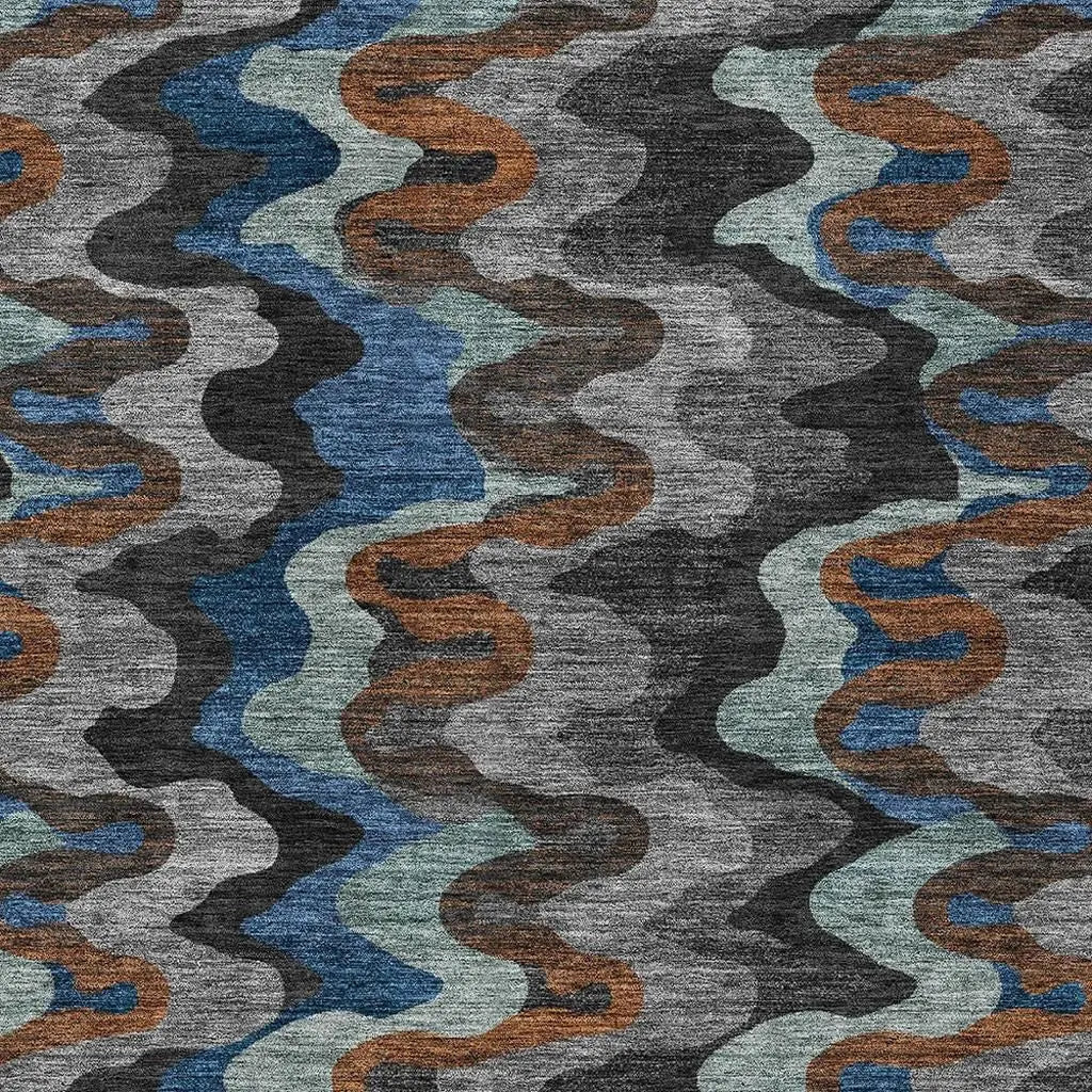 10' X 14' Black And Charcoal Abstract Washable Indoor Outdoor Area Rug Homeroots Outdoor