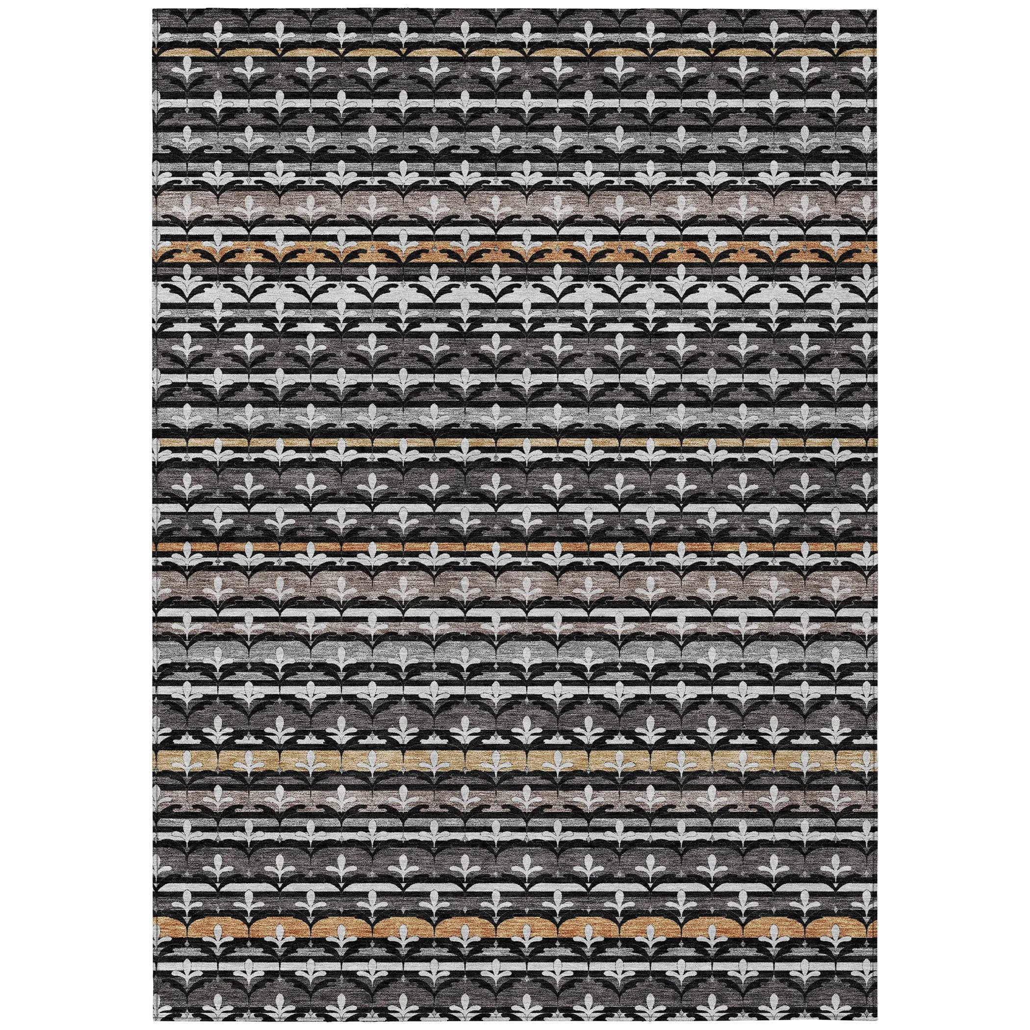 10' X 14' Black And Charcoal Damask Washable Indoor Outdoor Area Rug Homeroots Outdoor