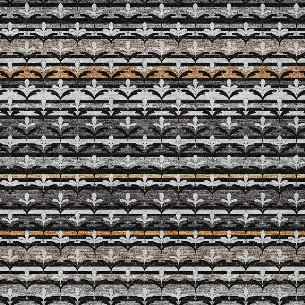 10' X 14' Black And Charcoal Damask Washable Indoor Outdoor Area Rug Homeroots Outdoor