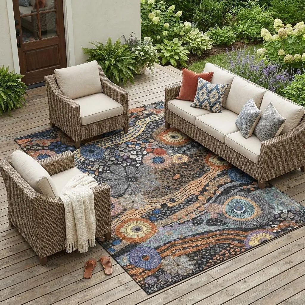 10' X 14' Black And Charcoal Floral Washable Indoor Outdoor Area Rug Homeroots Outdoor
