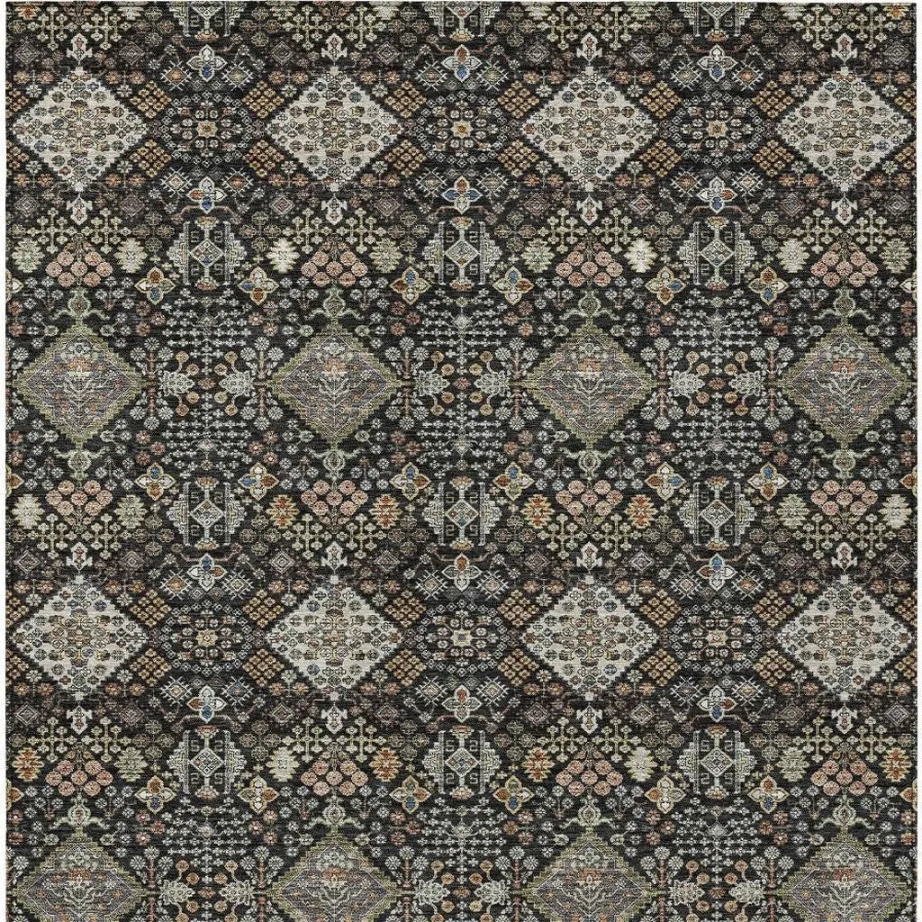 10' X 14' Black And Charcoal Geometric Washable Indoor Outdoor Area Rug Homeroots Outdoor