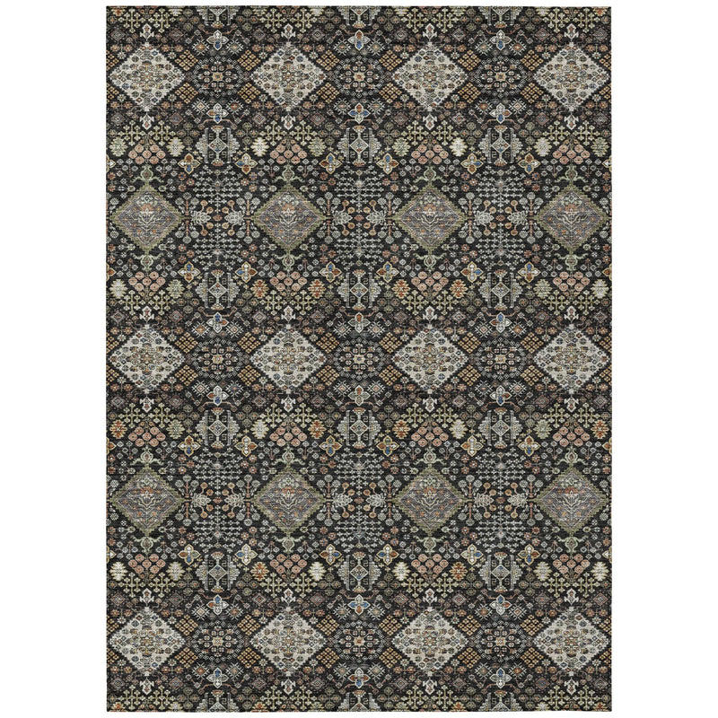 10' X 14' Black And Charcoal Geometric Washable Indoor Outdoor Area Rug Homeroots Outdoor