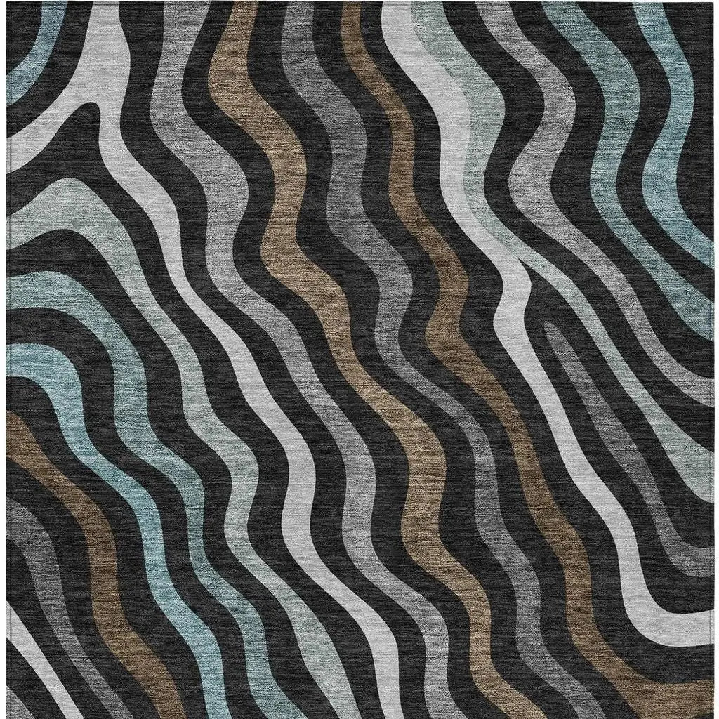10' X 14' Black And Chocolate Abstract Washable Indoor Outdoor Area Rug Homeroots Outdoor