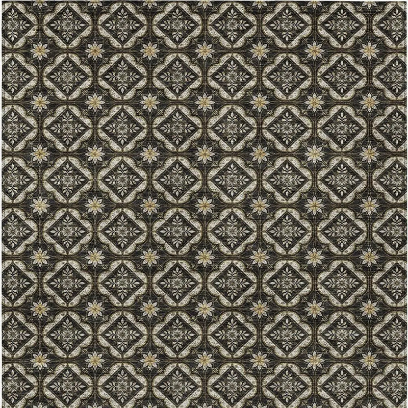 10' X 14' Black And Coffee Geometric Washable Indoor Outdoor Area Rug Homeroots Outdoor