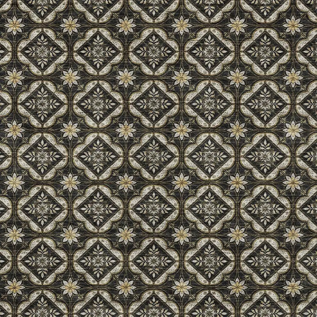 10' X 14' Black And Coffee Geometric Washable Indoor Outdoor Area Rug Homeroots Outdoor