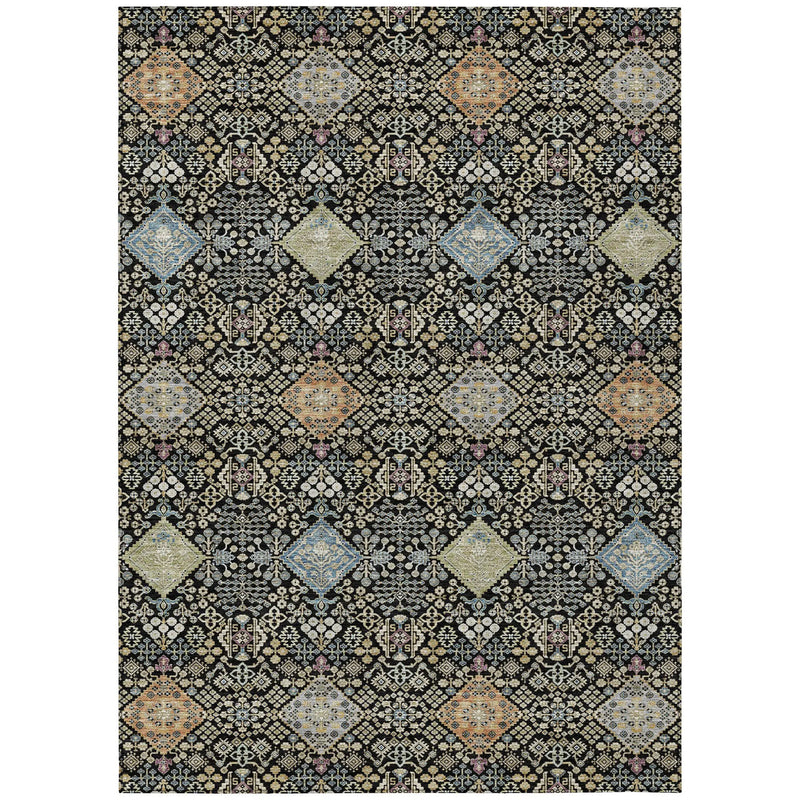 10' X 14' Black And Copper Oriental Washable Indoor Outdoor Area Rug Homeroots Outdoor