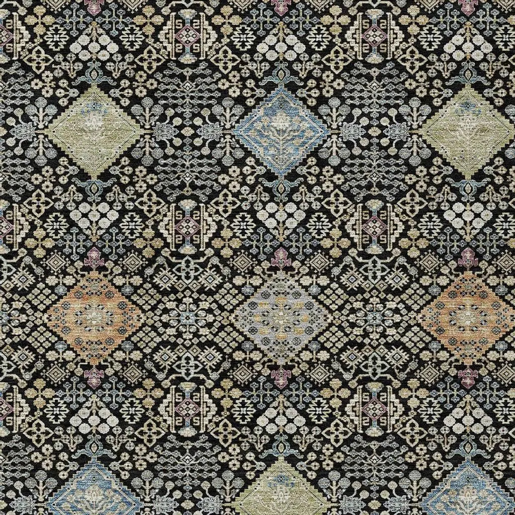 10' X 14' Black And Copper Oriental Washable Indoor Outdoor Area Rug Homeroots Outdoor