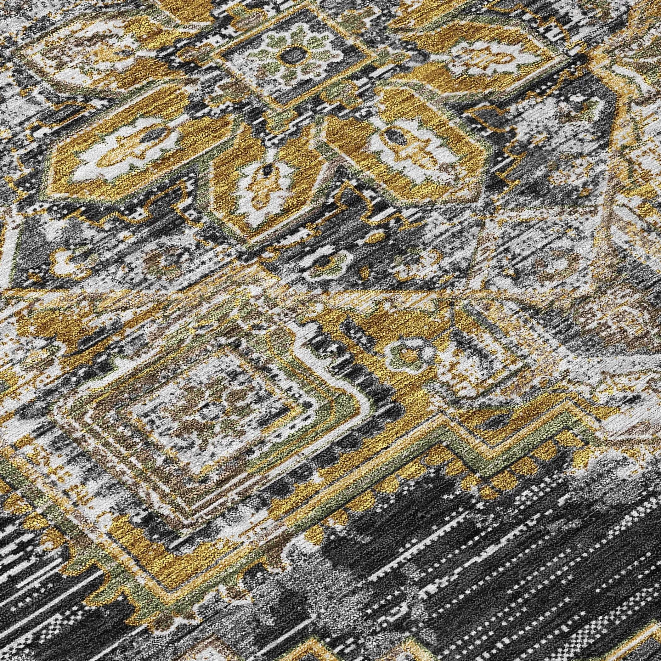 10' X 14' Black And Granite Gray Oriental Washable Indoor Outdoor Area Rug Homeroots Outdoor