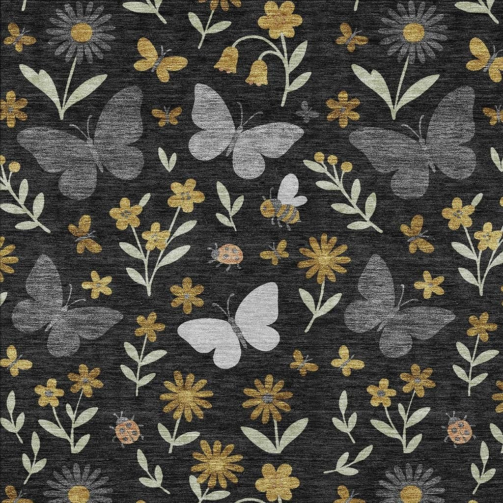 10' X 14' Black And Graphite Abstract Washable Indoor Outdoor Area Rug Homeroots Outdoor