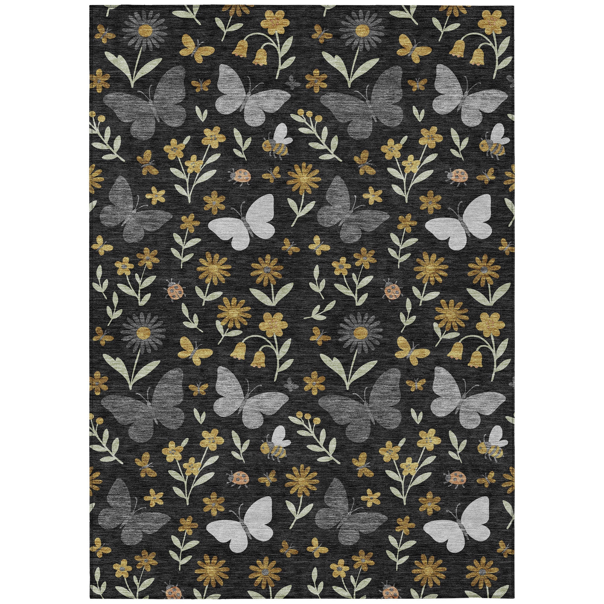 10' X 14' Black And Graphite Abstract Washable Indoor Outdoor Area Rug Homeroots Outdoor