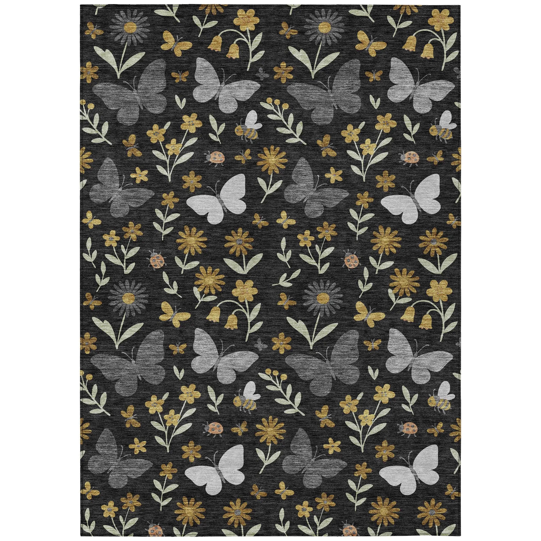 10' X 14' Black And Graphite Abstract Washable Indoor Outdoor Area Rug Homeroots Outdoor